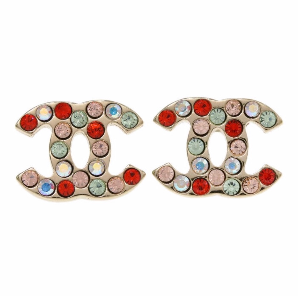 CHANEL Small Gold Multicolor CC Coco Rhinestone